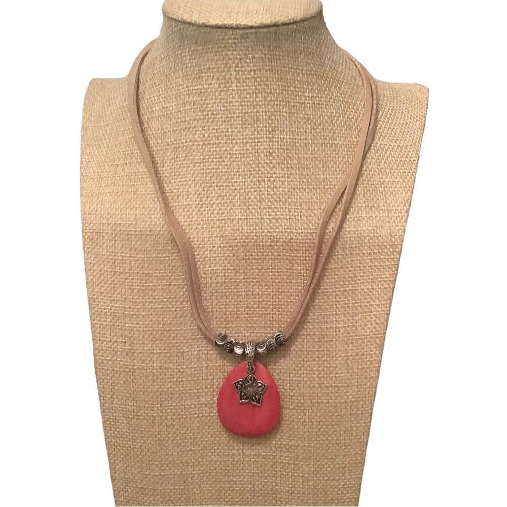 Chico’s leather cord necklace with pendant NWOT